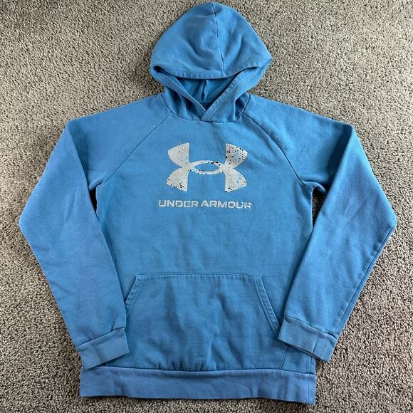 Under Armour Rival Hoodie Boys Extra Large Blue Big UA Logo Pullover Sweatshirt - Picture 1 of 10